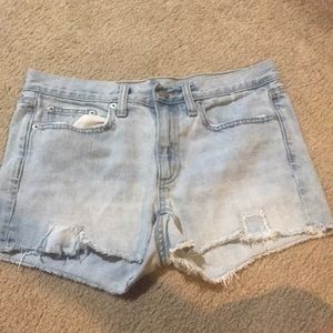 GAP light wash frayed jean shorts